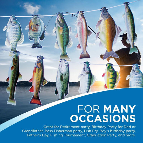 Havercamp Gone Fishin String Hanging Banner for Fish Fry, Bass Fishing, Freshwater & Salt Water Tournament Decor