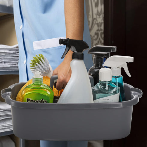 2 Pack TOPZEA Cleaning Supplies Caddy, Large Plastic Cleaning Supply Organizer Bin with Handle, Cleaning Bucket
