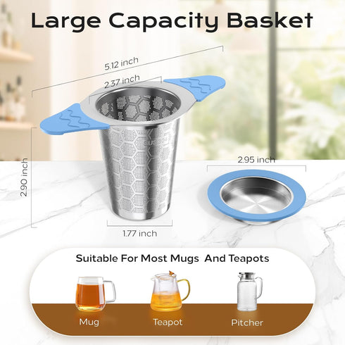 Tea,18/8 TeaPots/Mugs-4Pack Tea Infuser for Loose Leaf Stainless Steel Tea Infuser with Heat Proof Silicone