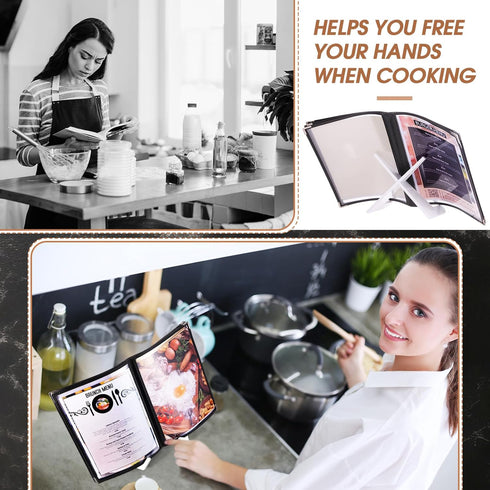 Acrylic Cookbook Stand for Kitchen Counter, Multifunctional Recipe Book Holder, 6.5 x 8.5 Inches (White)