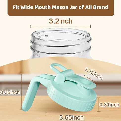 AoeJarry 4 Pack Wide Mouth Mason Jar Lids with Leak-Proof Seal, Mason Jar Pour Spout Lid with Flip Cap and Handle
