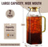 Snuvid 2 Pack 2 Liter/68 oz Square Glass Pitcher with Lid, Classic Stripes Water Pitchers with Handle for Fridge, Large