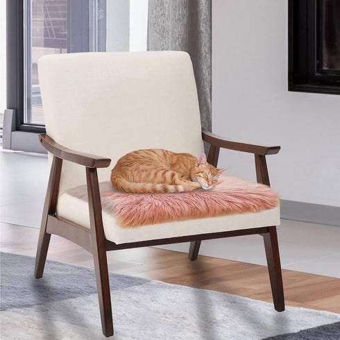 2 (1.6ft 1.6ft) Softlife Pink Faux Fur Sheepskin Chair Cover PCs Seat Cushion Pad Super Soft Area Rugs for Living