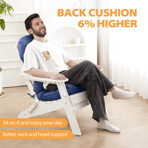 Lucresta 48.8x20.4x4.3, 1 Adirondack Chair Cushion, High Back Patio Cushions with Adjustable Ties, Waterproof Tufted
