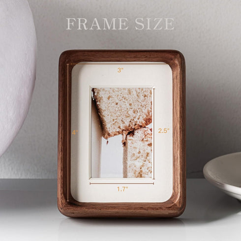 Youncewooder 3x4 2x3 (3x4,Walnut) Picture Frame with Mat - Natural Walnut Wood small Rustic Frame, Wall & Tabletop