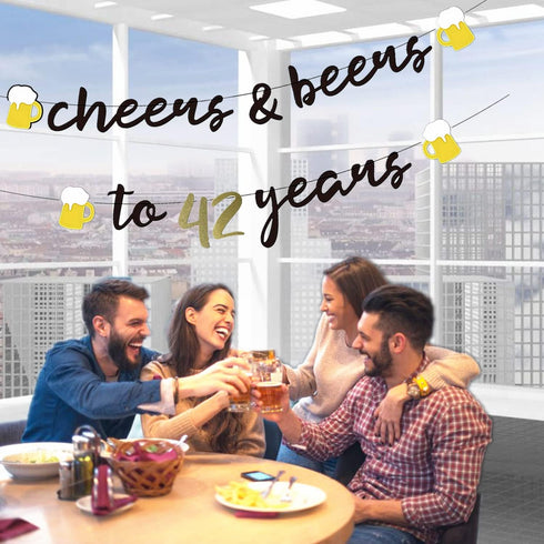 Interchangeable Numbers Cheers & Beers Banner, Cursive Beer Birthday Sign for Party Decorations