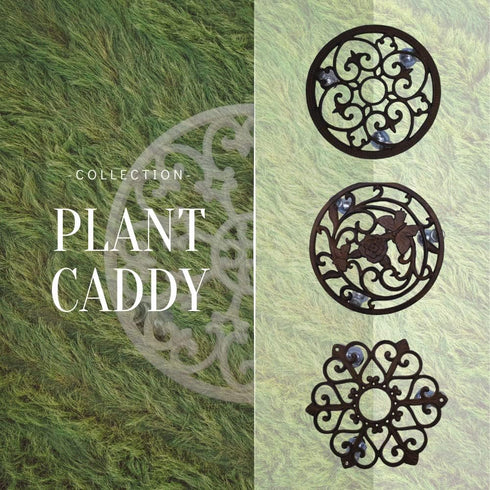 10" Comfy Hour Heavy Duty Cast Iron Rolling Plant Stand, Heart Shaped Plant Caddy with Industrial Metal Wheels