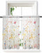 Yomandocix Spring FlowersSheer Kitchen Tier Curtains 45 Inch Length, Botanical Florals Cafe Window