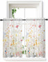 Yomandocix Spring FlowersSheer Kitchen Tier Curtains 45 Inch Length, Botanical Florals Cafe Window