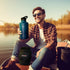 NATURE PIONEOR 64oz Insulated Water Bottle with Straw - Stainless Steel Vacuum Water Jug with Holder/Sleeve
