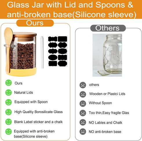 Spice Jars Set, 3PCS 18Oz/530ML Overnight Oats Containers with Airtight Lid and Spoon, Decorative Kitchen Canisters