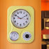 Lily's Home Retro Kitchen Wall Clock with Thermometer and 60-Minute Timer, Yellow (9.5 in x 13.3 in)
