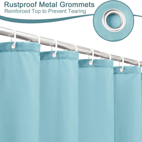 AooHome Extra Long Shower Curtain 72x78 Inch, Fabric Liner with Hooks, Weighted Hem, Water Repellent, Blue