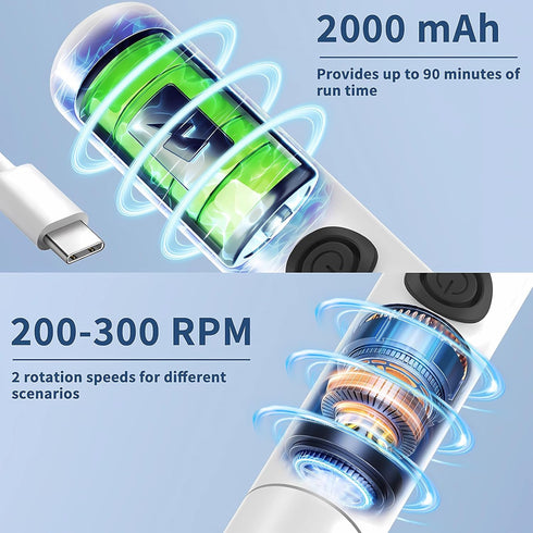 HKFIF Set, 360 2 Electric Toilet Brush, Toilet Brush and Holder Degree Powerful Cleaning Easily Eliminate Stains