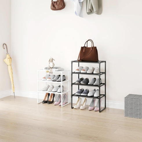 MUAHRCE 5-Tier Closet 18" 9.9" 28.6" Small Shoe Rack for and Entryway, Narrow Shoe Shelf Organizer,Stackble Shoe