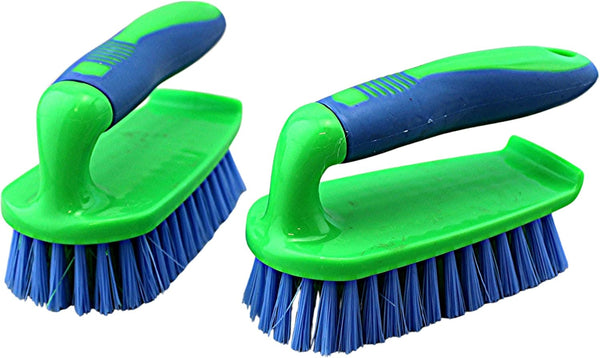 Dependable Industries Inc. Essentials Scrub Brush, Heavy Duty Rubber Grip for Bathroom and Carpet Cleaning, 2 Pack