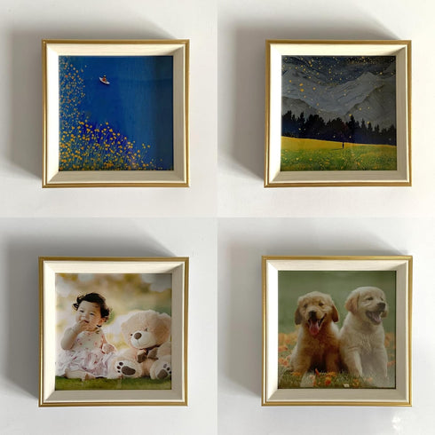 5x5 2 Pack 5 5 5x5) Picture Frame - Rustic Square Photo Frame - Small Gold Picture Frame for Pet Dog or Cat, Wall