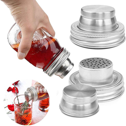 8 Pack Mason Jar Shaker Lids, Stainless Steel Spice Lids with Silicone Seal for Regular Mouth Mason Jars