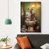 FireDeer Funny Bathroom Canvas Wall Art - Dog Reading Newspaper on Toilet Poster Humor Painting for Farmhouse Decor