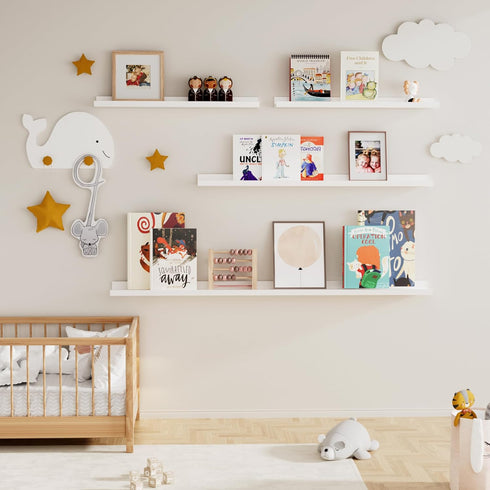 36 Inch Set 2, Fun Memories Picture Ledge Shelf, Floating Shelves of Nursery Book Shelves for Toys Storage, Kids