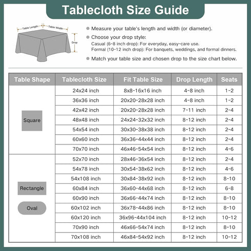24 24 Inch Wolkemer Farmhouse Faux Linen Square Tablecloth x - Water Resistant Table Cloth Washable Wipeable Table