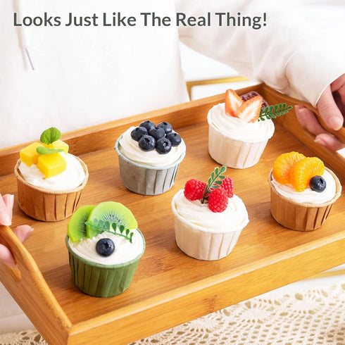 Joeabor 6 Pack Fake Cupcakes, Artificial Cupcakes for Display, Realistic Fake Food Faux Cake Dcor, Artificial Food