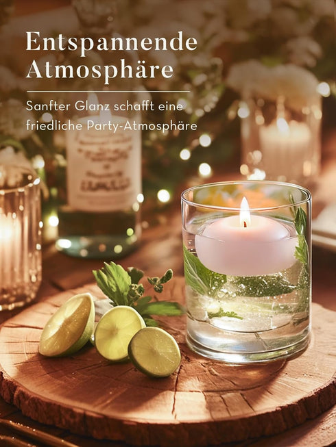 2 inch, 36 Pack 5-6 Set Ashlux White Floating Candles Floating Candles Hours Long Burning, Unscented Floating Candle