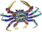 WitnyStore Small 6" Long Blue Red Gold Dotted Crab Figurine - Miniature