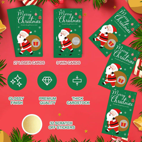 Sereliy Christmas Scratch Off Cards, Fun Holiday Scratch Off Cards for Party, Christmas Lottery Tickets for Family
