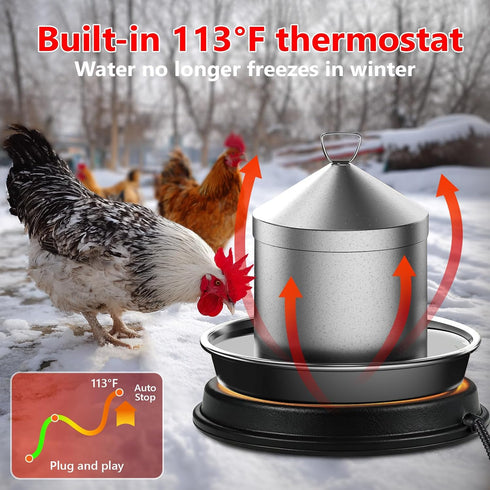 Winter,14 Inch 80W,Chicken Poultry Chicken Water Heater - KOKOPRO Poultry Water Heater Base for for Plastic/Metal