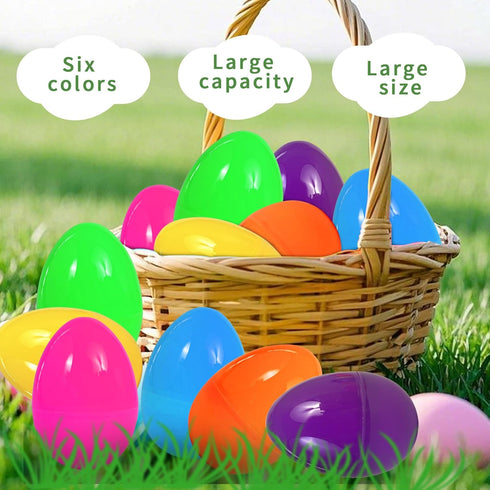 3.4 inch 12Pcs UOUYOO Empty plastic eggs unfilled plastic Easter eggs for Easter Egg Hunt Suprise Egg Stuffers Filler