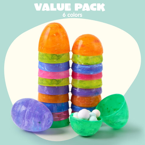 12 3.15" JOYIN Pcs Plastic Iridescent Printed Bright Easter Eggs Tall for Easter Hunt, Basket Stuffers Fillers