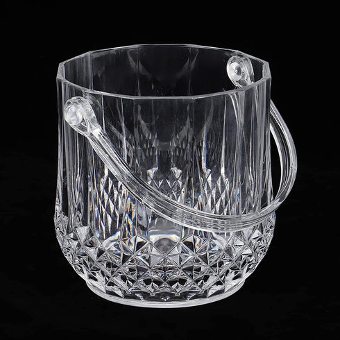 Zerodis 1.8L Plastic Ice Bucket, Transparent Acrylic with Carry Handle for Parties