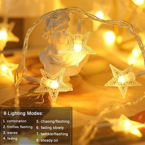 33 100 Star String Lights Plug in - ft LED Star Fairy String Lights with Remote and Timer, Waterproof for Bedroom Porch
