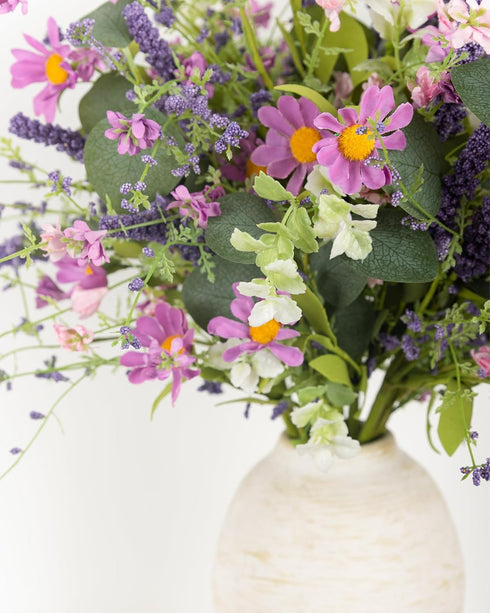 YUGALI 6 20" Pcs Artificial Plants Daisy Flowers Branches for Vase Faux Silk Spring Greenery Stems with Eucalyptus