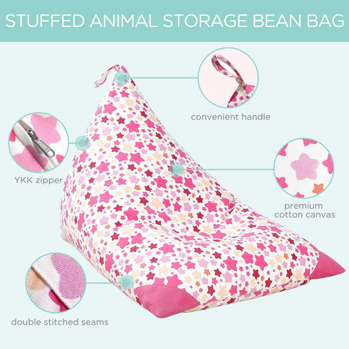 Aubliss Stuffed Animal Storage Bean Bag Chair Cover, 50"x 35" Extra Large for Kids & Adults, Premium Cotton Canvas