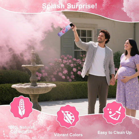 4 Packs, 10ft Large Gender Reveal Smoke Bombs Pink Biodegradable Powder Spray for Baby Girl Reveal, Long-Lasting Smoke