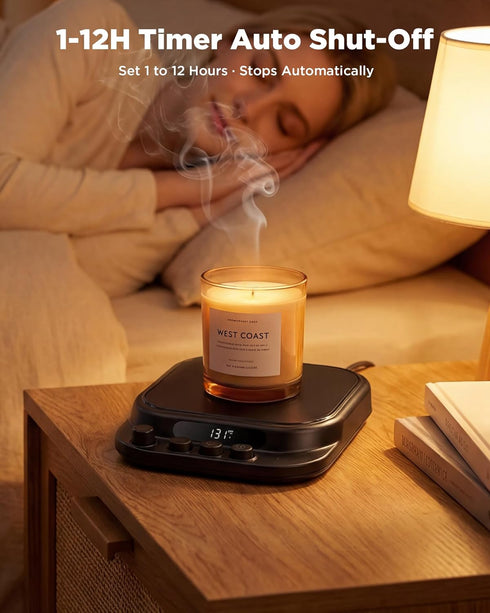 with7 Settings 1-12H Coffee Mug Warmer for Desk, Coffee Cup Warmer Temp & Timer, Auto Shut Off Smart Gravity Sensor