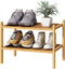 kiplant Small Shoe Rack, 2-Tier Bamboo Wood Shoe Rack for Entryway, Stackable Shoe
