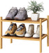 kiplant Small Shoe Rack, 2-Tier Bamboo Wood Shoe Rack for Entryway, Stackable Shoe