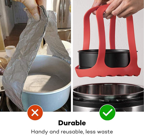 Goldlion Silicone Sling Lifter Accessories for Instant Pot 6 Qt and 8 Qt, Ninja Foodi, Red