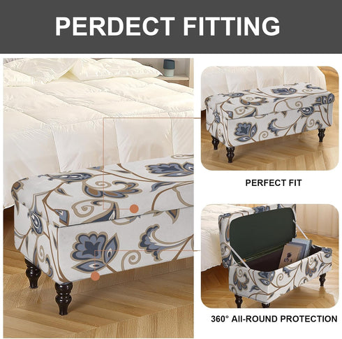 21) Eco-Ancheng Storage Ottoman Cover Rectangle Ottoman Slipcover Folding Storage Bench Cover Footrest Stool Slipcover