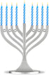 Zion Judaica Mini Classic Menorah with Mini Birthday Size Hanukkah Candles, Satin Silver Travel Minorah with 44 Candles