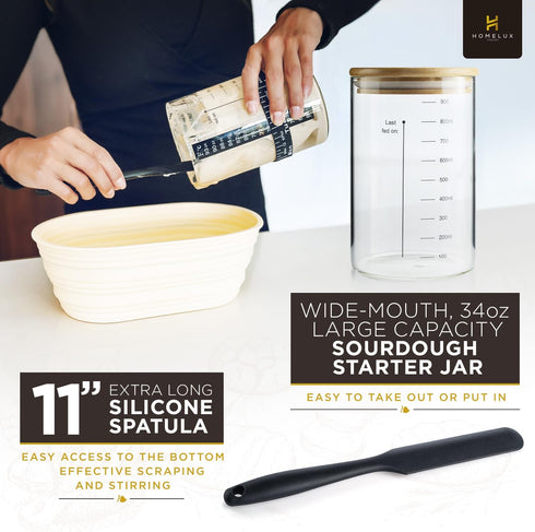 14pcs Sourdough Starter Kit, Bread Making Kit & Sourdough Bread Baking Supplies Kit, Banneton Basket Kit for Sourdough