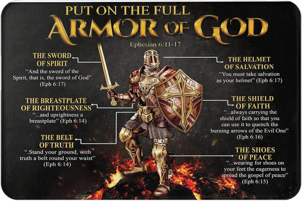 Welcome Door Mats Armor of God Knight Poster Rugs - Indoor Floor Greeting Doormat for Kitchen Bedroom 16x24 inch