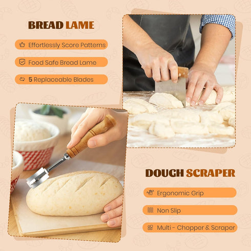 27oz 2 Sourdough Starter Kit, Banneton Bread Proofing Basket, Sourdough Bread Baking Supplies with Starter Jar