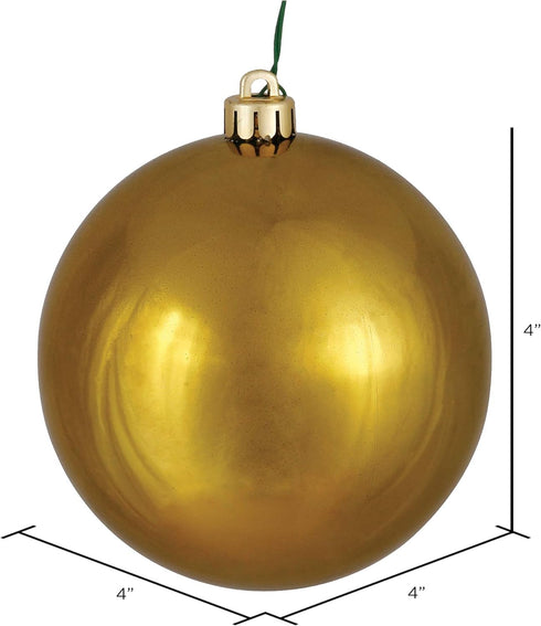 Vickerman 4" Olive Shiny Ball Ornament, 6 per Bag