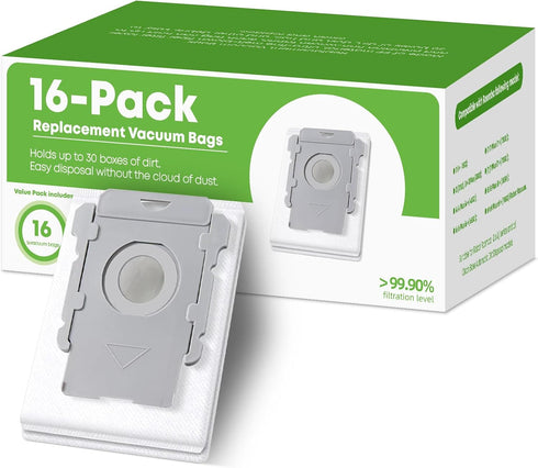 VBN 16 Pack Replacement Roomba Vacuum Bags, Compatible with iRobot Roomba i1, i3, i7, i8, j7, s9 Series