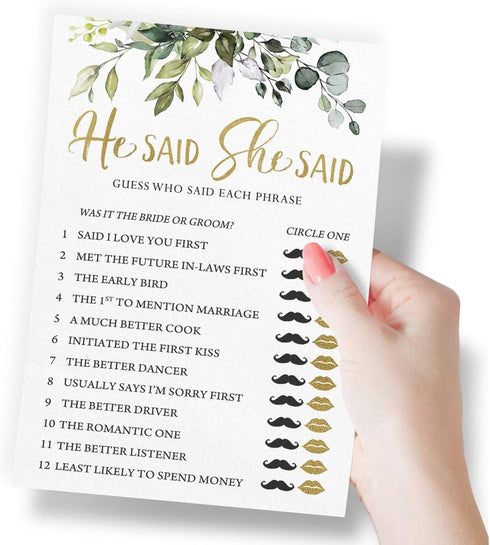 Set 5 50 Printed Party Bridal Shower Game Fun Games and Activities for Guests, Includes Bingo, Trivia, and Advice