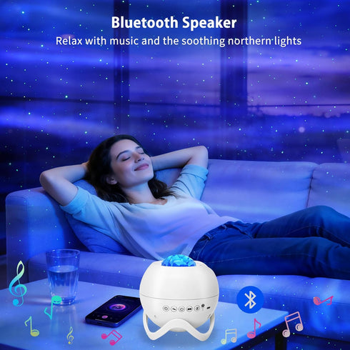 MHAZDZE Galaxy Projector for Bedroom, Star Projector, White Noise with Bluetooth Speaker, Timer, Night Light,for Party